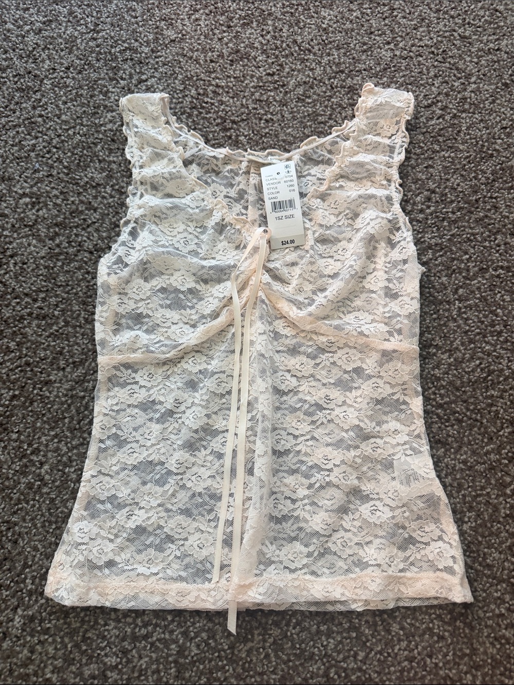 Brandy Melville Cream Lace Tie-Front Camisole